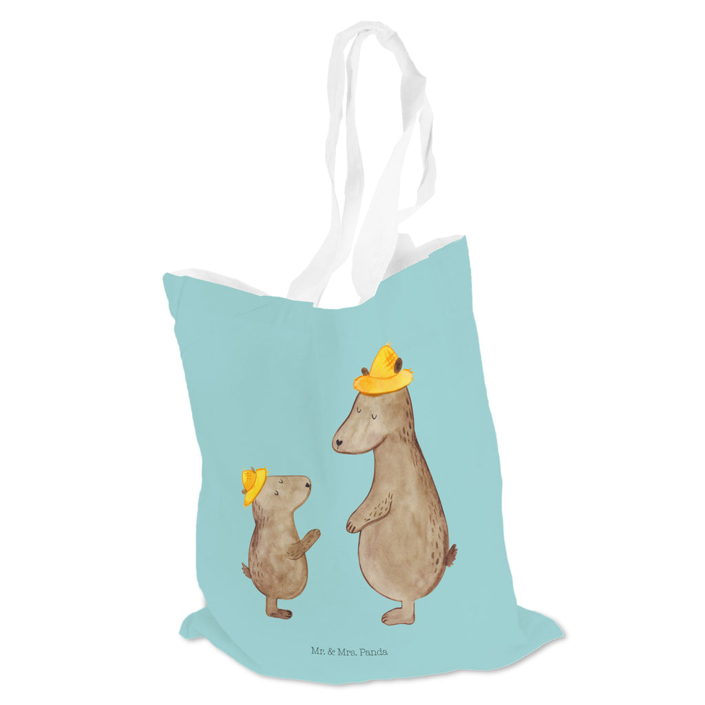 Tragetasche Bären mit Hut Beuteltasche, Beutel, Einkaufstasche, Jutebeutel, Stoffbeutel, Familie, Vatertag, Muttertag, Bruder, Schwester, Mama, Papa, Oma, Opa, Bär, Bären, Vater, Papi, Paps, Dad, Daddy, Lieblingsmensch, Sohn, Söhne, Kind, Kinder, Vater-Sohn, Family, Vorbild
