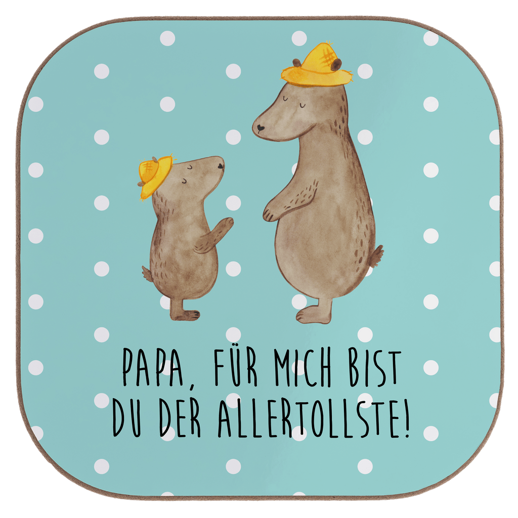 Quadratische Untersetzer Bären mit Hut Bierdeckel, Glasuntersetzer, Untersetzer Gläser, Getränkeuntersetzer, Familie, Vatertag, Muttertag, Bruder, Schwester, Mama, Papa, Oma, Opa, Bär, Bären, Vater, Papi, Paps, Dad, Daddy, Lieblingsmensch, Sohn, Söhne, Kind, Kinder, Vater-Sohn, Family, Vorbild