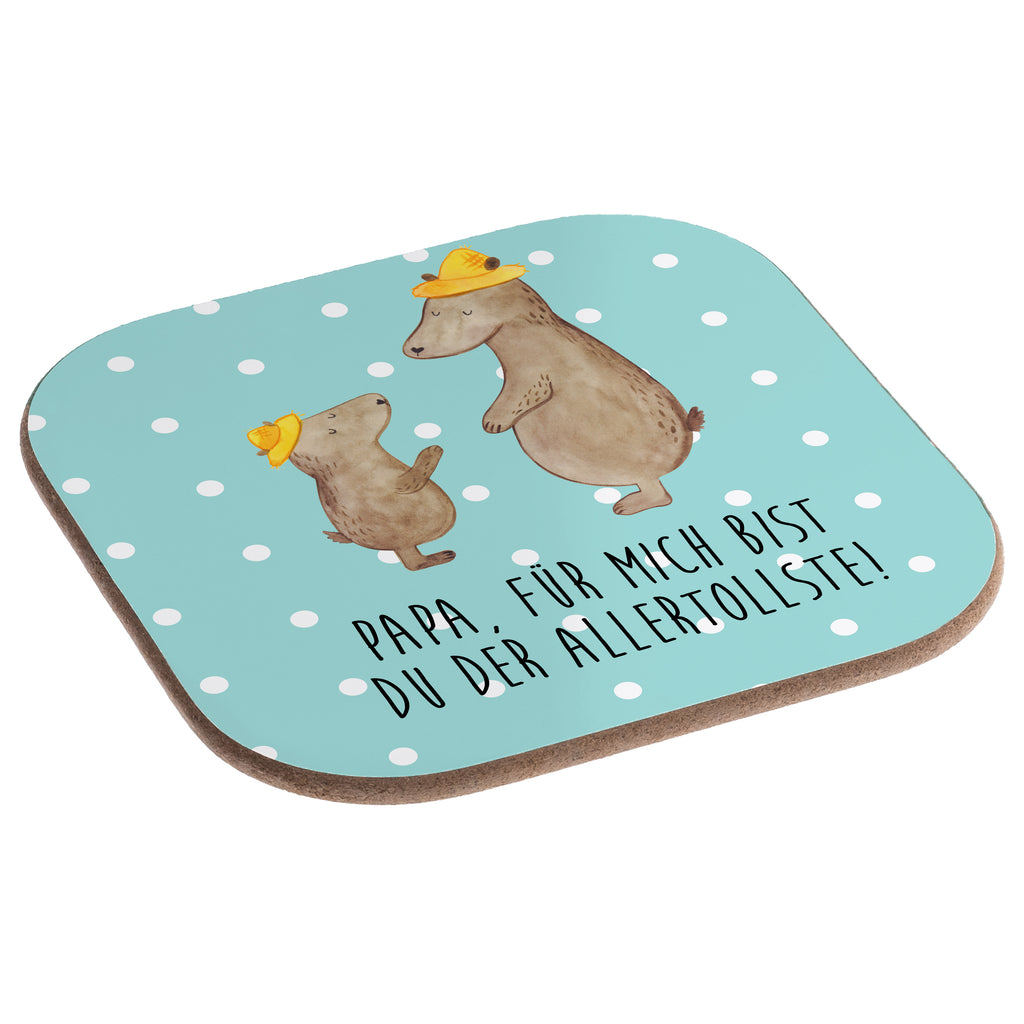 Quadratische Untersetzer Bären mit Hut Bierdeckel, Glasuntersetzer, Untersetzer Gläser, Getränkeuntersetzer, Familie, Vatertag, Muttertag, Bruder, Schwester, Mama, Papa, Oma, Opa, Bär, Bären, Vater, Papi, Paps, Dad, Daddy, Lieblingsmensch, Sohn, Söhne, Kind, Kinder, Vater-Sohn, Family, Vorbild