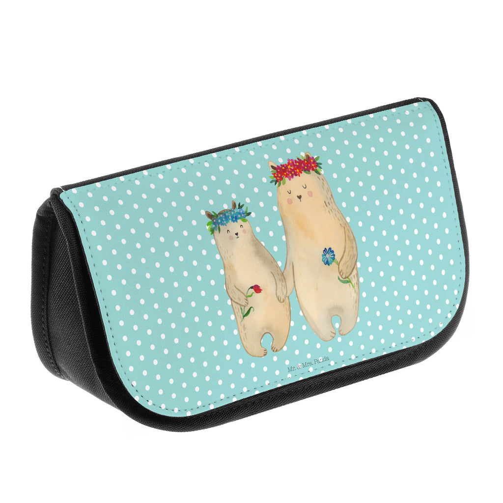 Kosmetiktasche Bären mit Blumenkranz Kosmetikbeutel, Kulturtasche, Kulturbeutel, Schminktasche, Make-Up Tasche, Familie, Vatertag, Muttertag, Bruder, Schwester, Mama, Papa, Oma, Opa, Bär, Bären, Mutter, Mutti, Mami, Lieblingsmensch, Lieblingsmama, beste Mutter, weltbeste Mama, Geschenk Mama. Muttertag, Tochter, Kind, Kinder, Töchter, Family, Vorbild