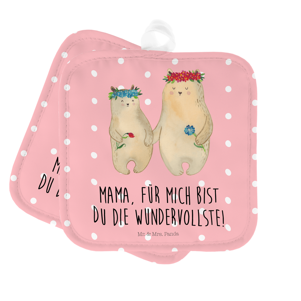 2er Set Topflappen  Bären mit Blumenkranz Topflappen, Topfuntersetzer, Ofenhandschuh, Topflappen Set, Topflappen lustig, Topflappen mit Spruch, Familie, Vatertag, Muttertag, Bruder, Schwester, Mama, Papa, Oma, Opa, Bär, Bären, Mutter, Mutti, Mami, Lieblingsmensch, Lieblingsmama, beste Mutter, weltbeste Mama, Geschenk Mama. Muttertag, Tochter, Kind, Kinder, Töchter, Family, Vorbild