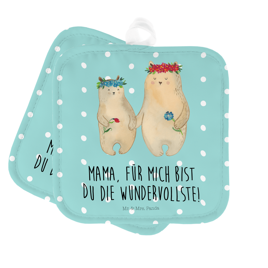 2er Set Topflappen  Bären mit Blumenkranz Topflappen, Topfuntersetzer, Ofenhandschuh, Topflappen Set, Topflappen lustig, Topflappen mit Spruch, Familie, Vatertag, Muttertag, Bruder, Schwester, Mama, Papa, Oma, Opa, Bär, Bären, Mutter, Mutti, Mami, Lieblingsmensch, Lieblingsmama, beste Mutter, weltbeste Mama, Geschenk Mama. Muttertag, Tochter, Kind, Kinder, Töchter, Family, Vorbild