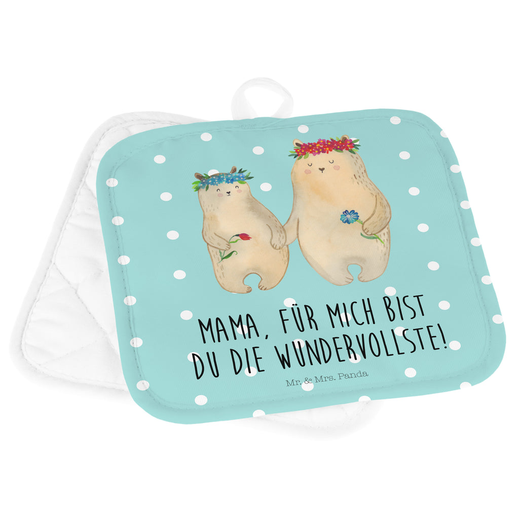 2er Set Topflappen  Bären mit Blumenkranz Topflappen, Topfuntersetzer, Ofenhandschuh, Topflappen Set, Topflappen lustig, Topflappen mit Spruch, Familie, Vatertag, Muttertag, Bruder, Schwester, Mama, Papa, Oma, Opa, Bär, Bären, Mutter, Mutti, Mami, Lieblingsmensch, Lieblingsmama, beste Mutter, weltbeste Mama, Geschenk Mama. Muttertag, Tochter, Kind, Kinder, Töchter, Family, Vorbild