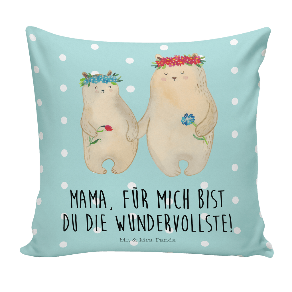 40x40 Kissen Bären mit Blumenkranz Kissenhülle, Kopfkissen, Sofakissen, Dekokissen, Motivkissen, Familie, Vatertag, Muttertag, Bruder, Schwester, Mama, Papa, Oma, Opa, Bär, Bären, Mutter, Mutti, Mami, Lieblingsmensch, Lieblingsmama, beste Mutter, weltbeste Mama, Geschenk Mama. Muttertag, Tochter, Kind, Kinder, Töchter, Family, Vorbild