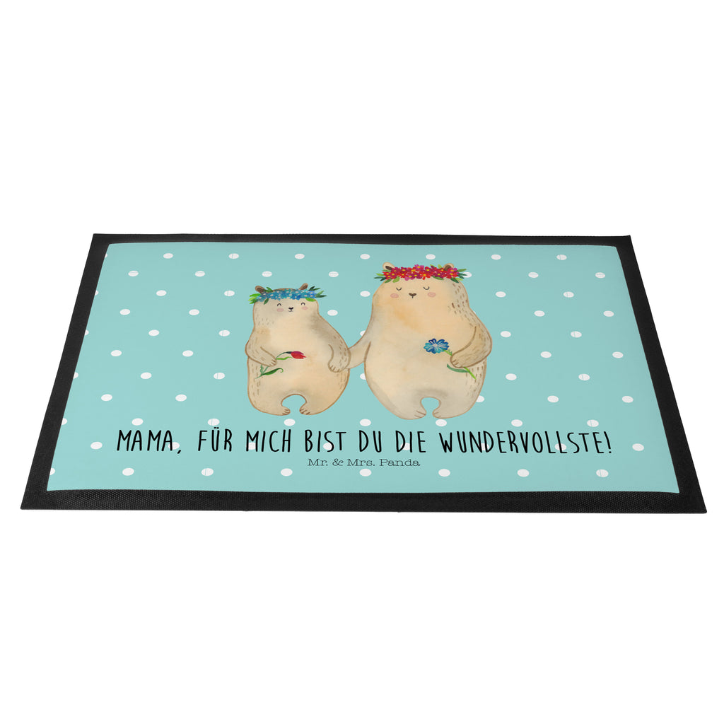 Fußmatte Bären mit Blumenkranz Bär, Bären, Mama, Mutter, Mutti, Mami, Lieblingsmensch, Lieblingsmama, beste Mutter, weltbeste Mama, Geschenk Mama. Muttertag, Tochter, Kind, Kinder, Töchter, Familie, Family, Vorbild Türvorleger, Schmutzmatte, Fußabtreter, Matte, Schmutzfänger, Fußabstreifer, Schmutzfangmatte, Türmatte, Motivfußmatte,  Haustürmatte, Vorleger  Familie, Vatertag, Muttertag, Bruder, Schwester, Mama, Papa, Oma, Opa
