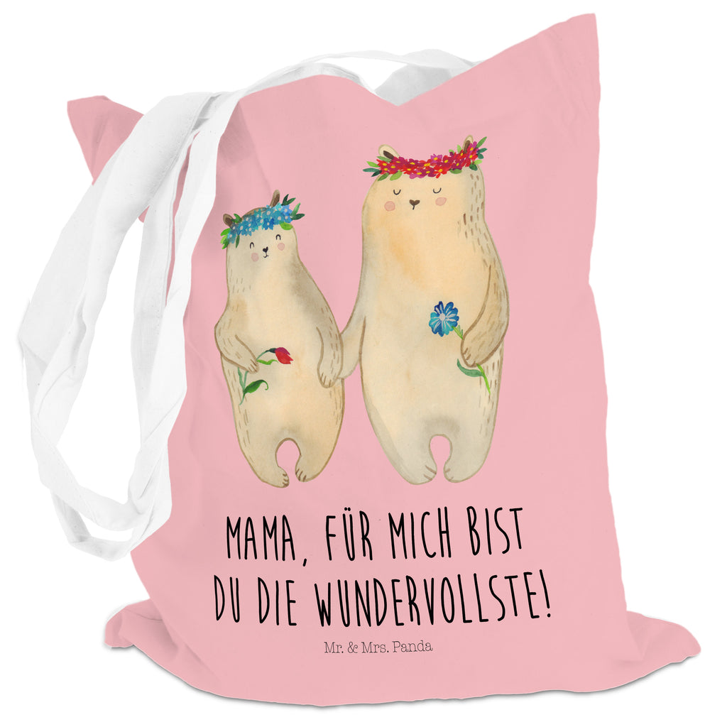 Tragetasche Bären mit Blumenkranz Beuteltasche, Beutel, Einkaufstasche, Jutebeutel, Stoffbeutel, Familie, Vatertag, Muttertag, Bruder, Schwester, Mama, Papa, Oma, Opa, Bär, Bären, Mutter, Mutti, Mami, Lieblingsmensch, Lieblingsmama, beste Mutter, weltbeste Mama, Geschenk Mama. Muttertag, Tochter, Kind, Kinder, Töchter, Family, Vorbild