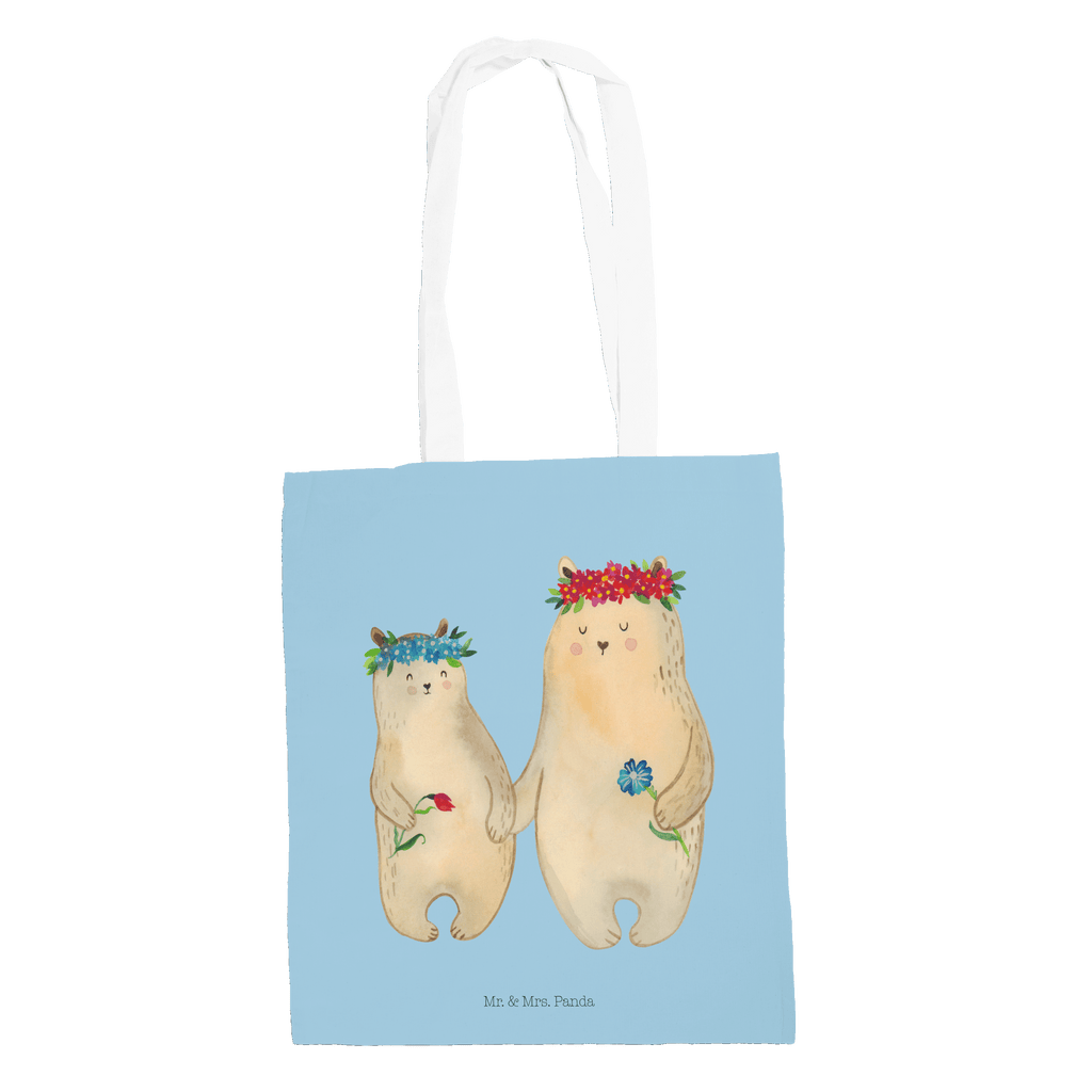 Tragetasche Bären mit Blumenkranz Beuteltasche, Beutel, Einkaufstasche, Jutebeutel, Stoffbeutel, Familie, Vatertag, Muttertag, Bruder, Schwester, Mama, Papa, Oma, Opa, Bär, Bären, Mutter, Mutti, Mami, Lieblingsmensch, Lieblingsmama, beste Mutter, weltbeste Mama, Geschenk Mama. Muttertag, Tochter, Kind, Kinder, Töchter, Family, Vorbild