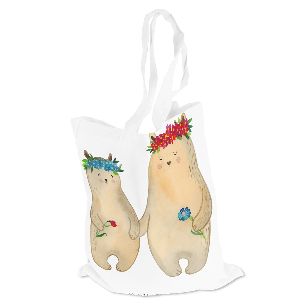 Tragetasche Bären mit Blumenkranz Beuteltasche, Beutel, Einkaufstasche, Jutebeutel, Stoffbeutel, Familie, Vatertag, Muttertag, Bruder, Schwester, Mama, Papa, Oma, Opa, Bär, Bären, Mutter, Mutti, Mami, Lieblingsmensch, Lieblingsmama, beste Mutter, weltbeste Mama, Geschenk Mama. Muttertag, Tochter, Kind, Kinder, Töchter, Family, Vorbild