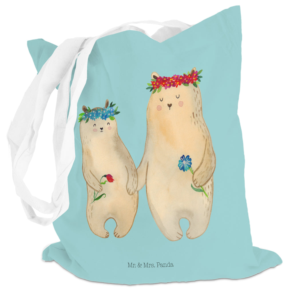 Tragetasche Bären mit Blumenkranz Beuteltasche, Beutel, Einkaufstasche, Jutebeutel, Stoffbeutel, Familie, Vatertag, Muttertag, Bruder, Schwester, Mama, Papa, Oma, Opa, Bär, Bären, Mutter, Mutti, Mami, Lieblingsmensch, Lieblingsmama, beste Mutter, weltbeste Mama, Geschenk Mama. Muttertag, Tochter, Kind, Kinder, Töchter, Family, Vorbild