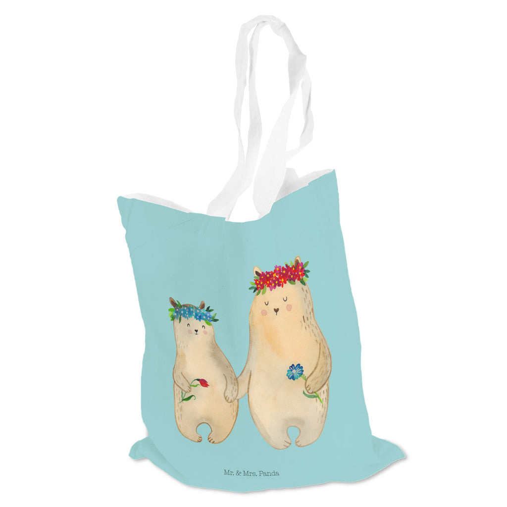Tragetasche Bären mit Blumenkranz Beuteltasche, Beutel, Einkaufstasche, Jutebeutel, Stoffbeutel, Familie, Vatertag, Muttertag, Bruder, Schwester, Mama, Papa, Oma, Opa, Bär, Bären, Mutter, Mutti, Mami, Lieblingsmensch, Lieblingsmama, beste Mutter, weltbeste Mama, Geschenk Mama. Muttertag, Tochter, Kind, Kinder, Töchter, Family, Vorbild