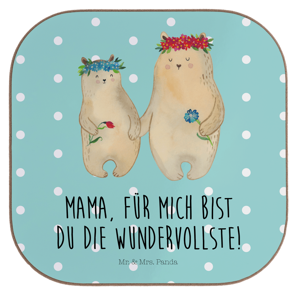 Quadratische Untersetzer Bären mit Blumenkranz Bierdeckel, Glasuntersetzer, Untersetzer Gläser, Getränkeuntersetzer, Familie, Vatertag, Muttertag, Bruder, Schwester, Mama, Papa, Oma, Opa, Bär, Bären, Mutter, Mutti, Mami, Lieblingsmensch, Lieblingsmama, beste Mutter, weltbeste Mama, Geschenk Mama. Muttertag, Tochter, Kind, Kinder, Töchter, Family, Vorbild
