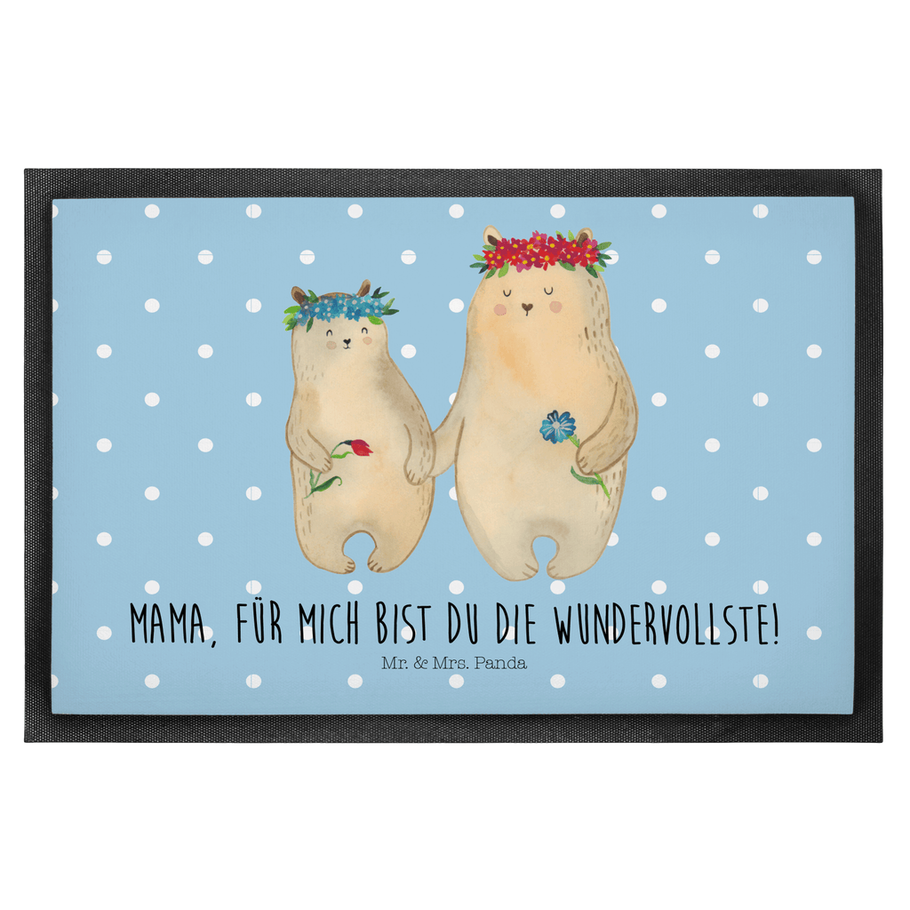 Fußmatte Bären mit Blumenkranz Bär, Bären, Mama, Mutter, Mutti, Mami, Lieblingsmensch, Lieblingsmama, beste Mutter, weltbeste Mama, Geschenk Mama. Muttertag, Tochter, Kind, Kinder, Töchter, Familie, Family, Vorbild Türvorleger, Schmutzmatte, Fußabtreter, Matte, Schmutzfänger, Fußabstreifer, Schmutzfangmatte, Türmatte, Motivfußmatte,  Haustürmatte, Vorleger  Familie, Vatertag, Muttertag, Bruder, Schwester, Mama, Papa, Oma, Opa