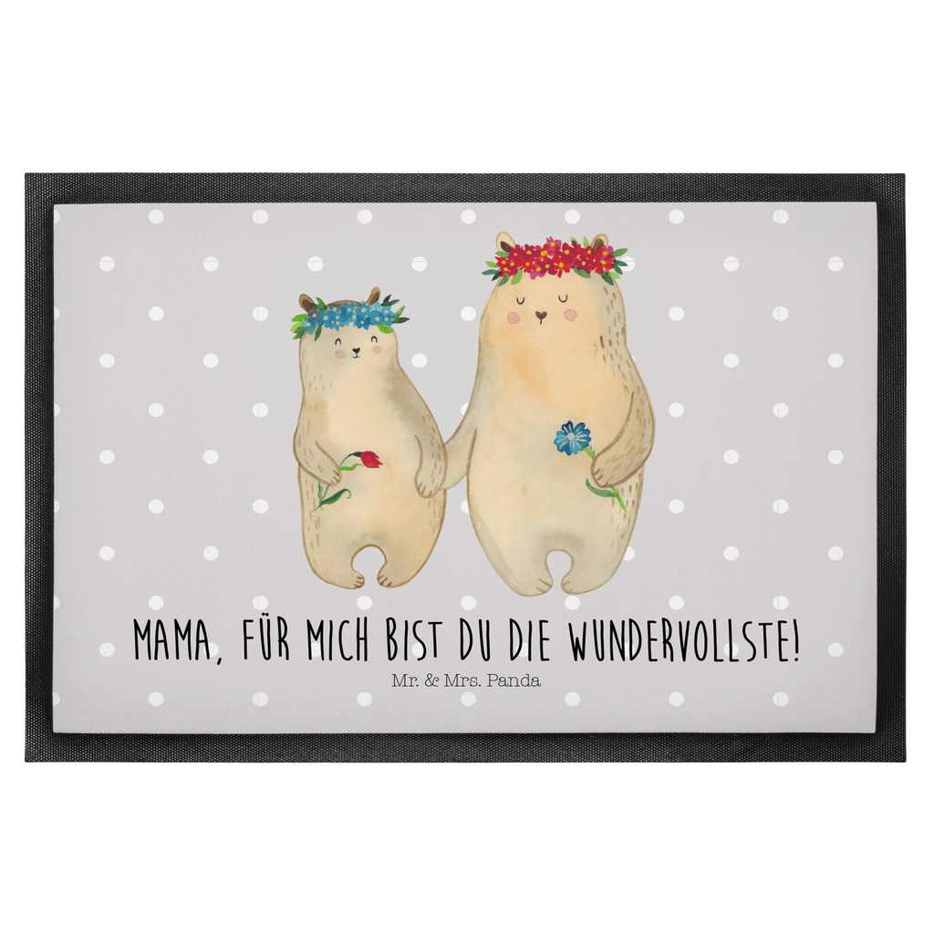 Fußmatte Bären mit Blumenkranz Bär, Bären, Mama, Mutter, Mutti, Mami, Lieblingsmensch, Lieblingsmama, beste Mutter, weltbeste Mama, Geschenk Mama. Muttertag, Tochter, Kind, Kinder, Töchter, Familie, Family, Vorbild Türvorleger, Schmutzmatte, Fußabtreter, Matte, Schmutzfänger, Fußabstreifer, Schmutzfangmatte, Türmatte, Motivfußmatte,  Haustürmatte, Vorleger  Familie, Vatertag, Muttertag, Bruder, Schwester, Mama, Papa, Oma, Opa