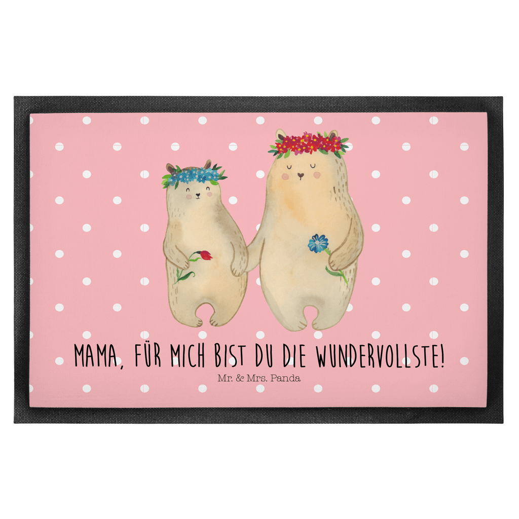 Fußmatte Bären mit Blumenkranz Bär, Bären, Mama, Mutter, Mutti, Mami, Lieblingsmensch, Lieblingsmama, beste Mutter, weltbeste Mama, Geschenk Mama. Muttertag, Tochter, Kind, Kinder, Töchter, Familie, Family, Vorbild Türvorleger, Schmutzmatte, Fußabtreter, Matte, Schmutzfänger, Fußabstreifer, Schmutzfangmatte, Türmatte, Motivfußmatte,  Haustürmatte, Vorleger  Familie, Vatertag, Muttertag, Bruder, Schwester, Mama, Papa, Oma, Opa