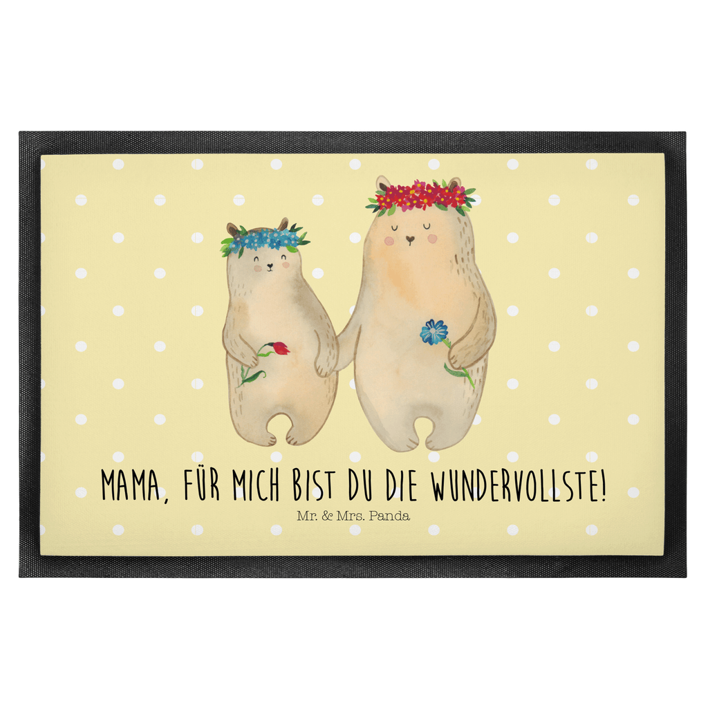 Fußmatte Bären mit Blumenkranz Bär, Bären, Mama, Mutter, Mutti, Mami, Lieblingsmensch, Lieblingsmama, beste Mutter, weltbeste Mama, Geschenk Mama. Muttertag, Tochter, Kind, Kinder, Töchter, Familie, Family, Vorbild Türvorleger, Schmutzmatte, Fußabtreter, Matte, Schmutzfänger, Fußabstreifer, Schmutzfangmatte, Türmatte, Motivfußmatte,  Haustürmatte, Vorleger  Familie, Vatertag, Muttertag, Bruder, Schwester, Mama, Papa, Oma, Opa