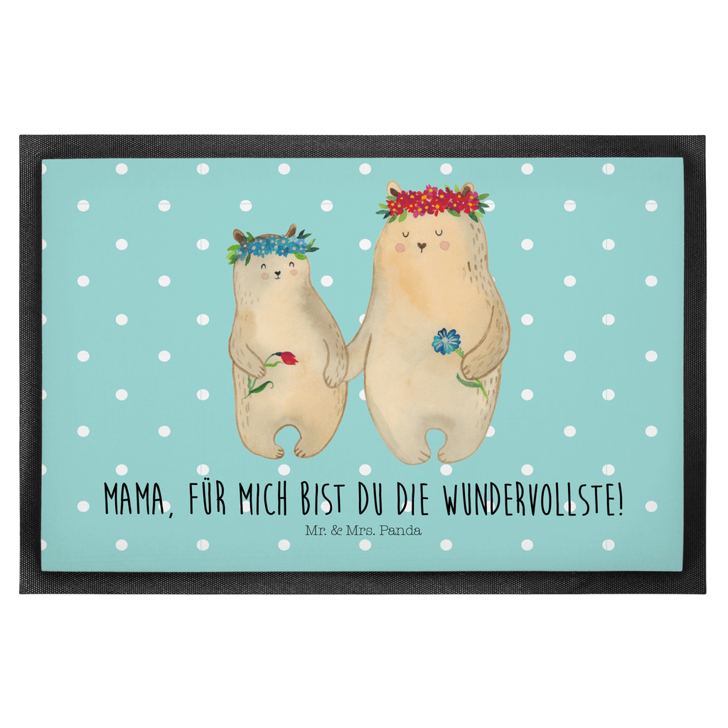 Fußmatte Bären mit Blumenkranz Bär, Bären, Mama, Mutter, Mutti, Mami, Lieblingsmensch, Lieblingsmama, beste Mutter, weltbeste Mama, Geschenk Mama. Muttertag, Tochter, Kind, Kinder, Töchter, Familie, Family, Vorbild Türvorleger, Schmutzmatte, Fußabtreter, Matte, Schmutzfänger, Fußabstreifer, Schmutzfangmatte, Türmatte, Motivfußmatte,  Haustürmatte, Vorleger  Familie, Vatertag, Muttertag, Bruder, Schwester, Mama, Papa, Oma, Opa