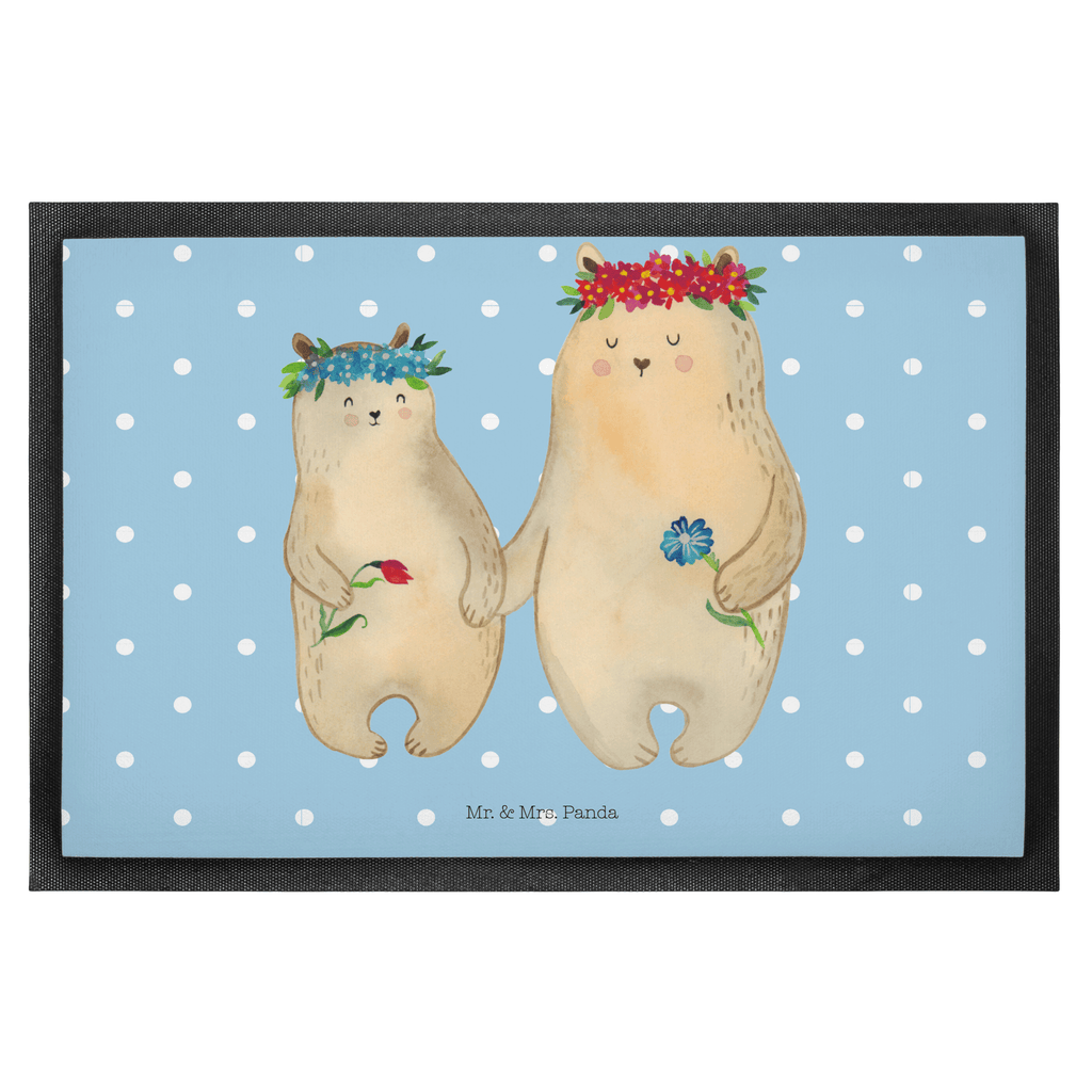 Fußmatte Bären mit Blumenkranz Bär, Bären, Mama, Mutter, Mutti, Mami, Lieblingsmensch, Lieblingsmama, beste Mutter, weltbeste Mama, Geschenk Mama. Muttertag, Tochter, Kind, Kinder, Töchter, Familie, Family, Vorbild Türvorleger, Schmutzmatte, Fußabtreter, Matte, Schmutzfänger, Fußabstreifer, Schmutzfangmatte, Türmatte, Motivfußmatte,  Haustürmatte, Vorleger  Familie, Vatertag, Muttertag, Bruder, Schwester, Mama, Papa, Oma, Opa