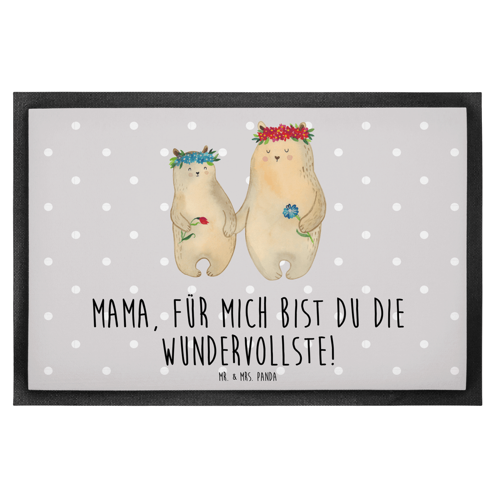Fußmatte Bären mit Blumenkranz Bär, Bären, Mama, Mutter, Mutti, Mami, Lieblingsmensch, Lieblingsmama, beste Mutter, weltbeste Mama, Geschenk Mama. Muttertag, Tochter, Kind, Kinder, Töchter, Familie, Family, Vorbild Türvorleger, Schmutzmatte, Fußabtreter, Matte, Schmutzfänger, Fußabstreifer, Schmutzfangmatte, Türmatte, Motivfußmatte,  Haustürmatte, Vorleger  Familie, Vatertag, Muttertag, Bruder, Schwester, Mama, Papa, Oma, Opa