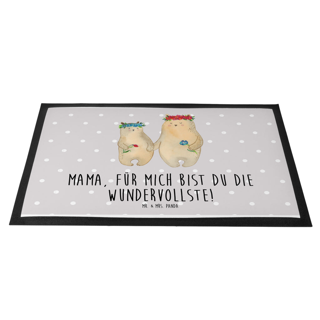 Fußmatte Bären mit Blumenkranz Bär, Bären, Mama, Mutter, Mutti, Mami, Lieblingsmensch, Lieblingsmama, beste Mutter, weltbeste Mama, Geschenk Mama. Muttertag, Tochter, Kind, Kinder, Töchter, Familie, Family, Vorbild Türvorleger, Schmutzmatte, Fußabtreter, Matte, Schmutzfänger, Fußabstreifer, Schmutzfangmatte, Türmatte, Motivfußmatte,  Haustürmatte, Vorleger  Familie, Vatertag, Muttertag, Bruder, Schwester, Mama, Papa, Oma, Opa