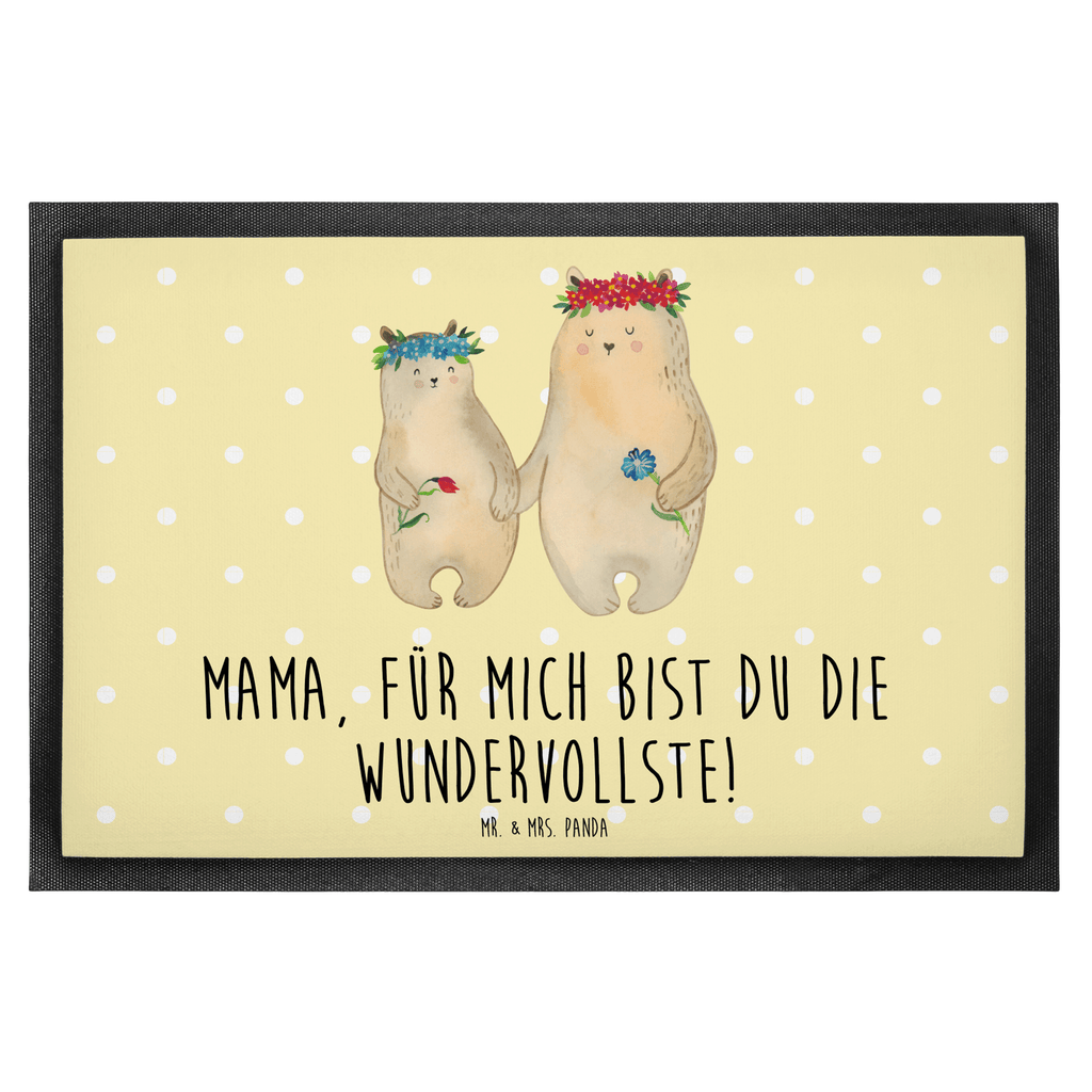 Fußmatte Bären mit Blumenkranz Bär, Bären, Mama, Mutter, Mutti, Mami, Lieblingsmensch, Lieblingsmama, beste Mutter, weltbeste Mama, Geschenk Mama. Muttertag, Tochter, Kind, Kinder, Töchter, Familie, Family, Vorbild Türvorleger, Schmutzmatte, Fußabtreter, Matte, Schmutzfänger, Fußabstreifer, Schmutzfangmatte, Türmatte, Motivfußmatte,  Haustürmatte, Vorleger  Familie, Vatertag, Muttertag, Bruder, Schwester, Mama, Papa, Oma, Opa