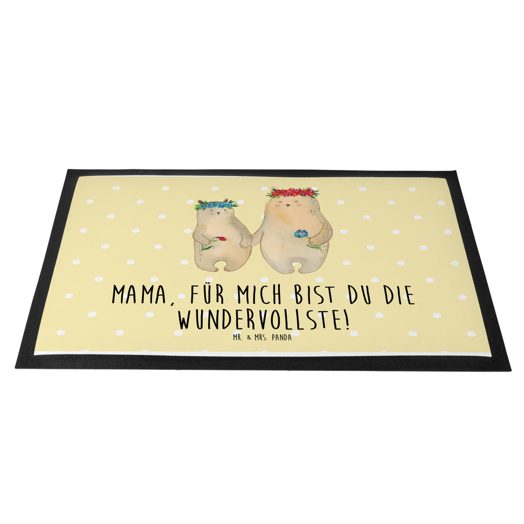 Fußmatte Bären mit Blumenkranz Bär, Bären, Mama, Mutter, Mutti, Mami, Lieblingsmensch, Lieblingsmama, beste Mutter, weltbeste Mama, Geschenk Mama. Muttertag, Tochter, Kind, Kinder, Töchter, Familie, Family, Vorbild Türvorleger, Schmutzmatte, Fußabtreter, Matte, Schmutzfänger, Fußabstreifer, Schmutzfangmatte, Türmatte, Motivfußmatte,  Haustürmatte, Vorleger  Familie, Vatertag, Muttertag, Bruder, Schwester, Mama, Papa, Oma, Opa