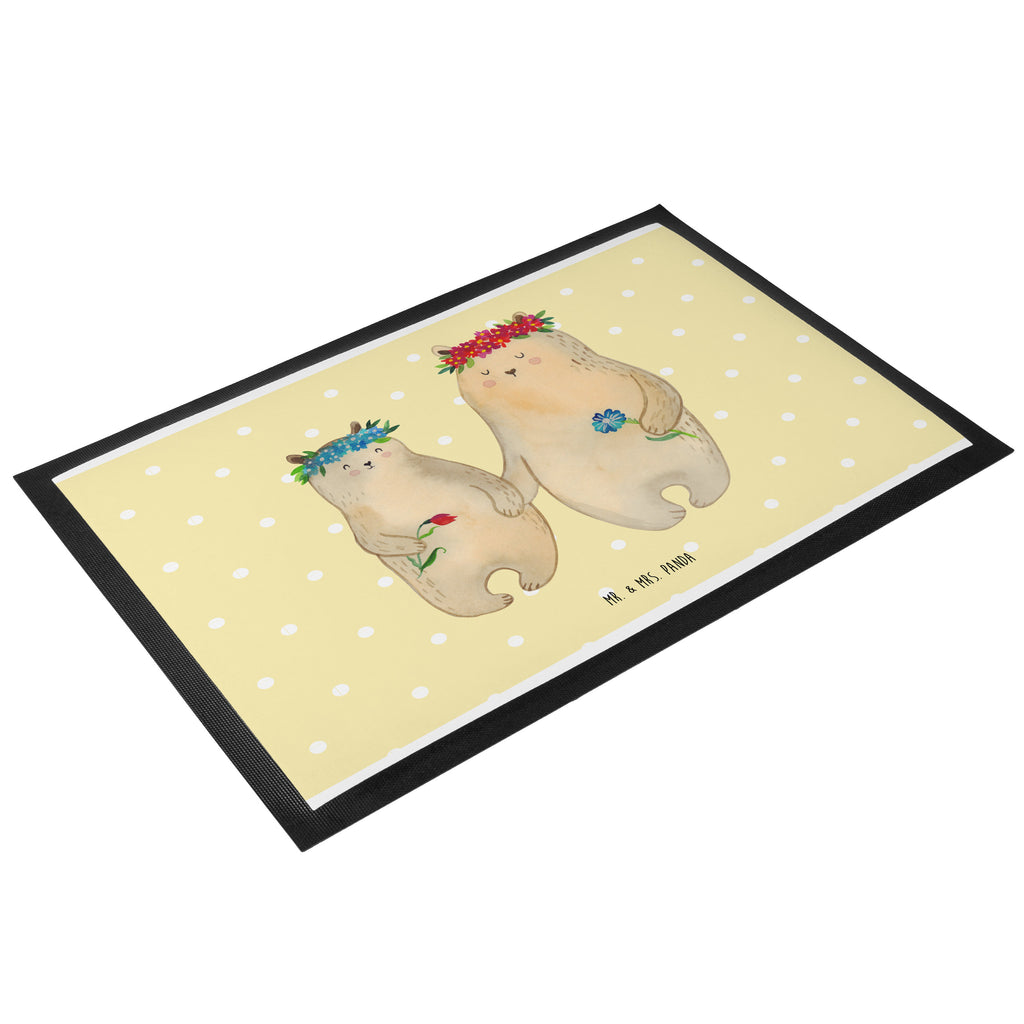 Fußmatte Bären mit Blumenkranz Bär, Bären, Mama, Mutter, Mutti, Mami, Lieblingsmensch, Lieblingsmama, beste Mutter, weltbeste Mama, Geschenk Mama. Muttertag, Tochter, Kind, Kinder, Töchter, Familie, Family, Vorbild Türvorleger, Schmutzmatte, Fußabtreter, Matte, Schmutzfänger, Fußabstreifer, Schmutzfangmatte, Türmatte, Motivfußmatte,  Haustürmatte, Vorleger  Familie, Vatertag, Muttertag, Bruder, Schwester, Mama, Papa, Oma, Opa