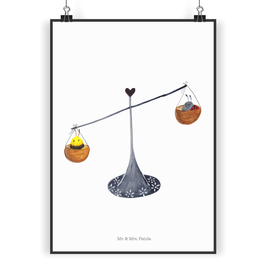 Poster Sternzeichen Waage Poster, Wandposter, Bild, Wanddeko, Küchenposter, Kinderposter, Wanddeko Bild, Raumdekoration, Wanddekoration, Handgemaltes Poster, Mr. & Mrs. Panda Poster, Designposter, Kunstdruck, Posterdruck, Tierkreiszeichen, Sternzeichen, Horoskop, Astrologie, Aszendent, Waage, Waage Geschenk, Waage Sternzeichen, Geschenk Oktober, Geschenk September, Geburtstag Oktober, Geburtstag September, Gleichgewicht, Marienkäfer, Hummel, Biene