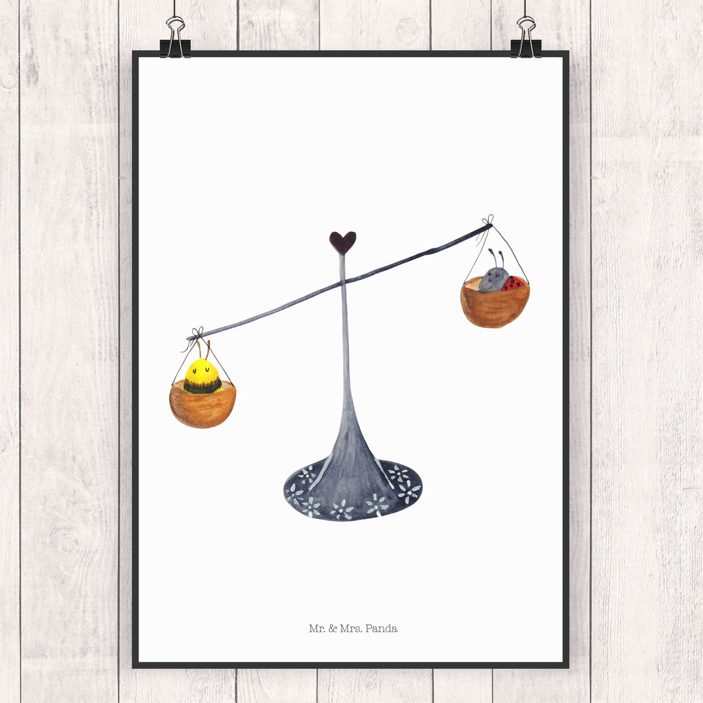 Poster Sternzeichen Waage Poster, Wandposter, Bild, Wanddeko, Küchenposter, Kinderposter, Wanddeko Bild, Raumdekoration, Wanddekoration, Handgemaltes Poster, Mr. & Mrs. Panda Poster, Designposter, Kunstdruck, Posterdruck, Tierkreiszeichen, Sternzeichen, Horoskop, Astrologie, Aszendent, Waage, Waage Geschenk, Waage Sternzeichen, Geschenk Oktober, Geschenk September, Geburtstag Oktober, Geburtstag September, Gleichgewicht, Marienkäfer, Hummel, Biene