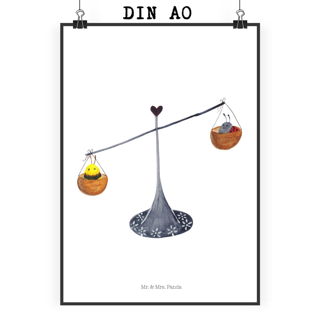 Poster Sternzeichen Waage Poster, Wandposter, Bild, Wanddeko, Küchenposter, Kinderposter, Wanddeko Bild, Raumdekoration, Wanddekoration, Handgemaltes Poster, Mr. & Mrs. Panda Poster, Designposter, Kunstdruck, Posterdruck, Tierkreiszeichen, Sternzeichen, Horoskop, Astrologie, Aszendent, Waage, Waage Geschenk, Waage Sternzeichen, Geschenk Oktober, Geschenk September, Geburtstag Oktober, Geburtstag September, Gleichgewicht, Marienkäfer, Hummel, Biene