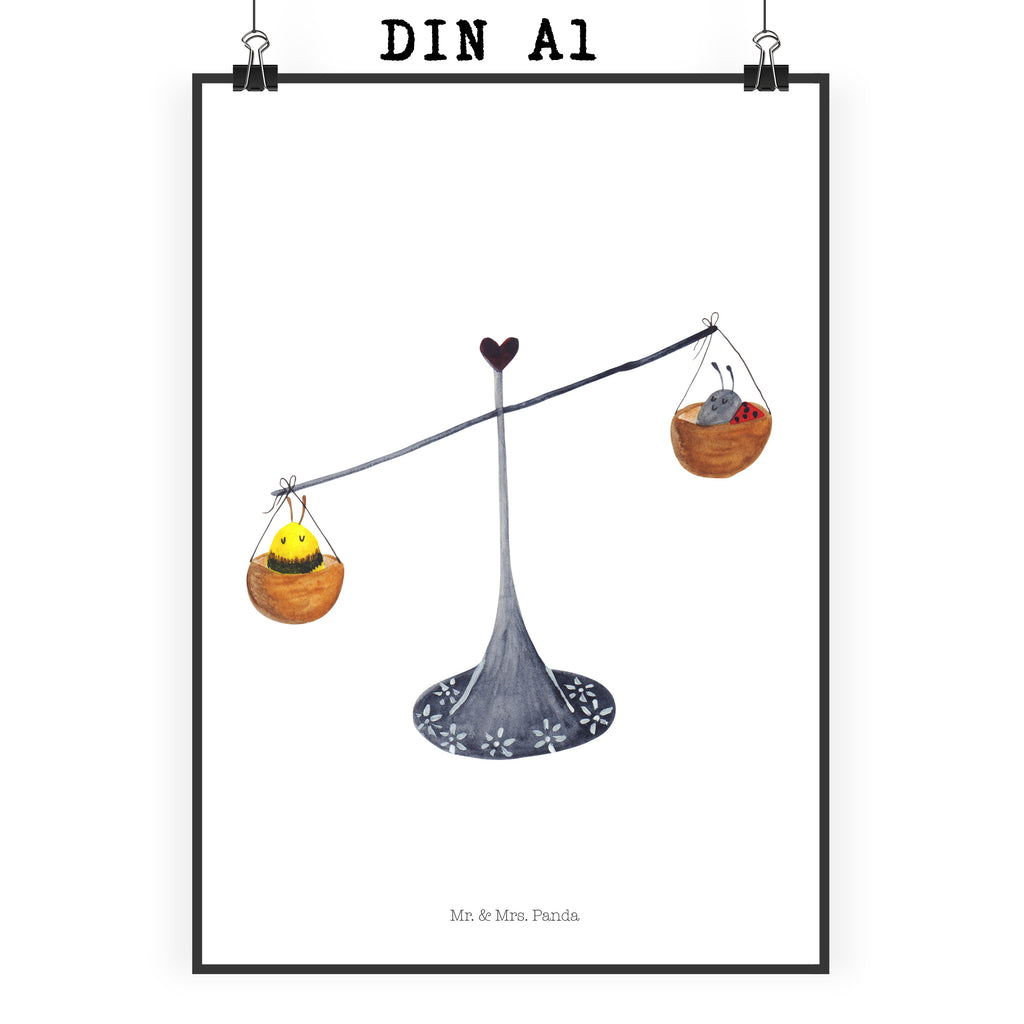 Poster Sternzeichen Waage Poster, Wandposter, Bild, Wanddeko, Küchenposter, Kinderposter, Wanddeko Bild, Raumdekoration, Wanddekoration, Handgemaltes Poster, Mr. & Mrs. Panda Poster, Designposter, Kunstdruck, Posterdruck, Tierkreiszeichen, Sternzeichen, Horoskop, Astrologie, Aszendent, Waage, Waage Geschenk, Waage Sternzeichen, Geschenk Oktober, Geschenk September, Geburtstag Oktober, Geburtstag September, Gleichgewicht, Marienkäfer, Hummel, Biene