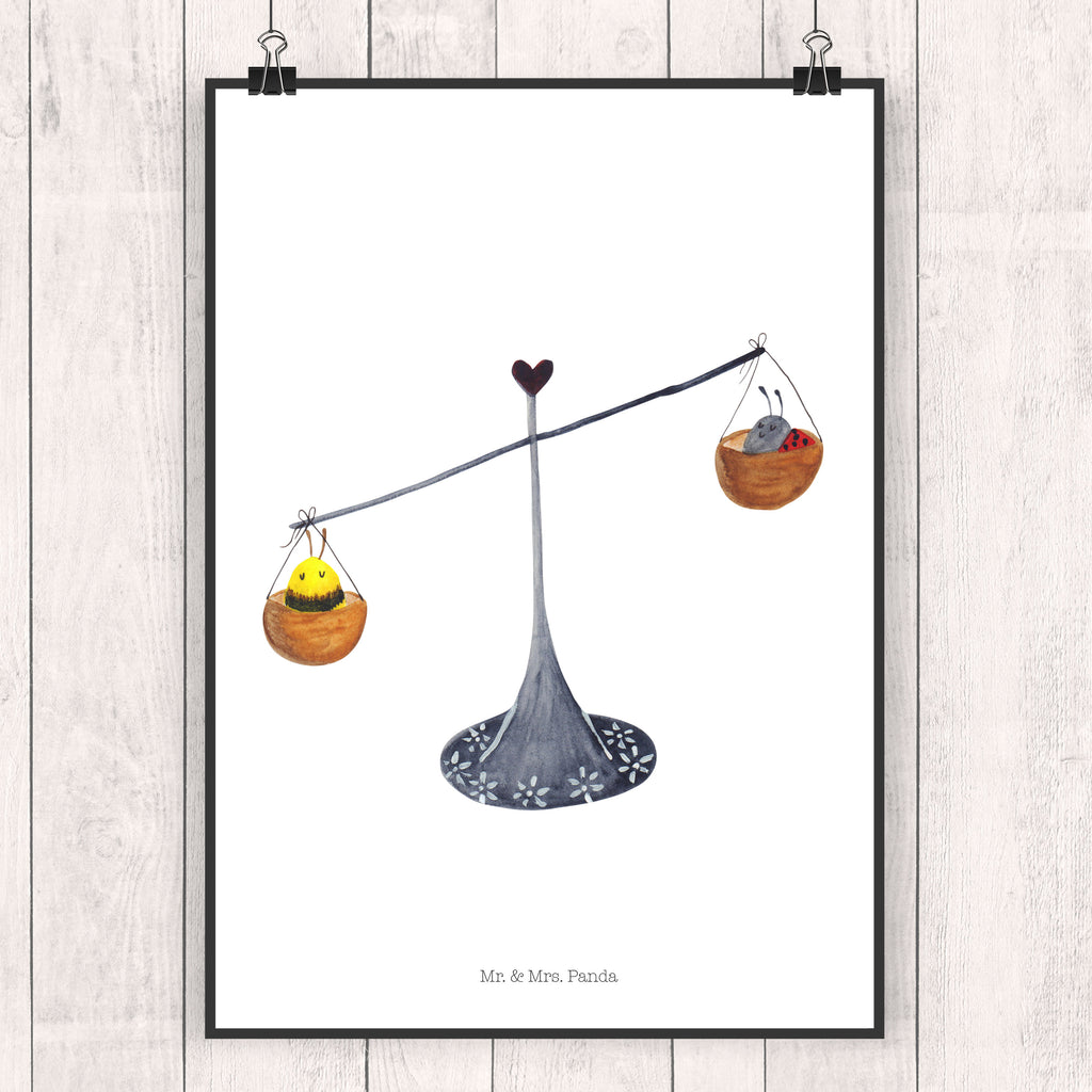 Poster Sternzeichen Waage Poster, Wandposter, Bild, Wanddeko, Küchenposter, Kinderposter, Wanddeko Bild, Raumdekoration, Wanddekoration, Handgemaltes Poster, Mr. & Mrs. Panda Poster, Designposter, Kunstdruck, Posterdruck, Tierkreiszeichen, Sternzeichen, Horoskop, Astrologie, Aszendent, Waage, Waage Geschenk, Waage Sternzeichen, Geschenk Oktober, Geschenk September, Geburtstag Oktober, Geburtstag September, Gleichgewicht, Marienkäfer, Hummel, Biene