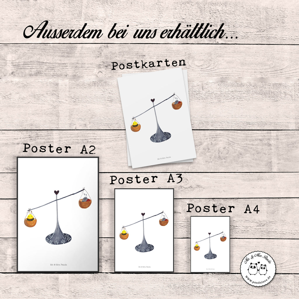 Poster Sternzeichen Waage Poster, Wandposter, Bild, Wanddeko, Küchenposter, Kinderposter, Wanddeko Bild, Raumdekoration, Wanddekoration, Handgemaltes Poster, Mr. & Mrs. Panda Poster, Designposter, Kunstdruck, Posterdruck, Tierkreiszeichen, Sternzeichen, Horoskop, Astrologie, Aszendent, Waage, Waage Geschenk, Waage Sternzeichen, Geschenk Oktober, Geschenk September, Geburtstag Oktober, Geburtstag September, Gleichgewicht, Marienkäfer, Hummel, Biene