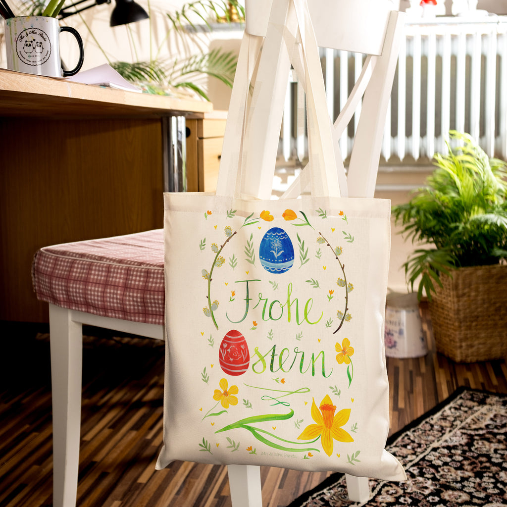 Tragetasche Frohe Ostern Beuteltasche, Beutel, Einkaufstasche, Jutebeutel, Stoffbeutel, Ostern, Osterhase, Ostergeschenke, Osternest, Osterdeko, Geschenk zu Ostern, Frohe Ostern, Ostergrüße, Osterblume, Osterei, bemalte Ostereier, Weidenkätzchen. Lettering