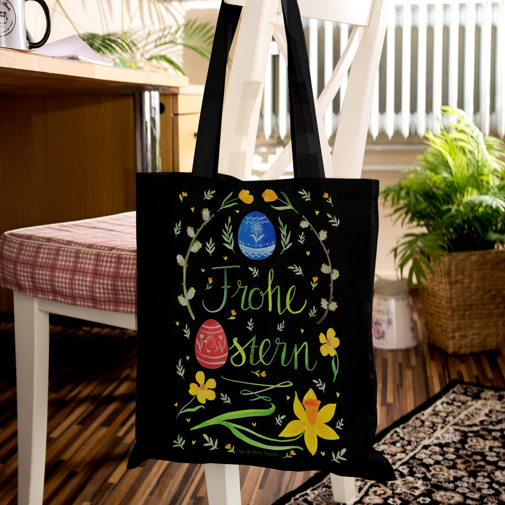 Tragetasche Frohe Ostern Beuteltasche, Beutel, Einkaufstasche, Jutebeutel, Stoffbeutel, Ostern, Osterhase, Ostergeschenke, Osternest, Osterdeko, Geschenk zu Ostern, Frohe Ostern, Ostergrüße, Osterblume, Osterei, bemalte Ostereier, Weidenkätzchen. Lettering