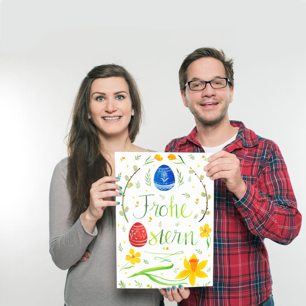 Poster Frohe Ostern Poster, Wandposter, Bild, Wanddeko, Küchenposter, Kinderposter, Wanddeko Bild, Raumdekoration, Wanddekoration, Handgemaltes Poster, Mr. & Mrs. Panda Poster, Designposter, Kunstdruck, Posterdruck, Ostern, Osterhase, Ostergeschenke, Osternest, Osterdeko, Geschenk zu Ostern, Frohe Ostern, Ostergrüße, Osterblume, Osterei, bemalte Ostereier, Weidenkätzchen. Lettering