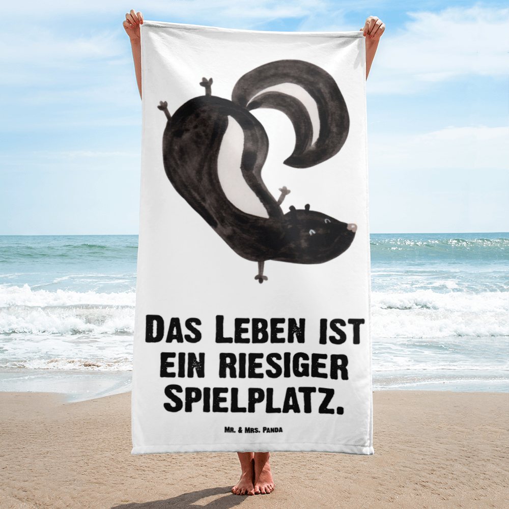XL Badehandtuch Stinktier Handstand Handtuch, Badetuch, Duschtuch, Strandtuch, Saunatuch, Stinktier, Skunk, Wildtier, Raubtier, Stinker, Stinki, Spielplatz, verpielt, Kind