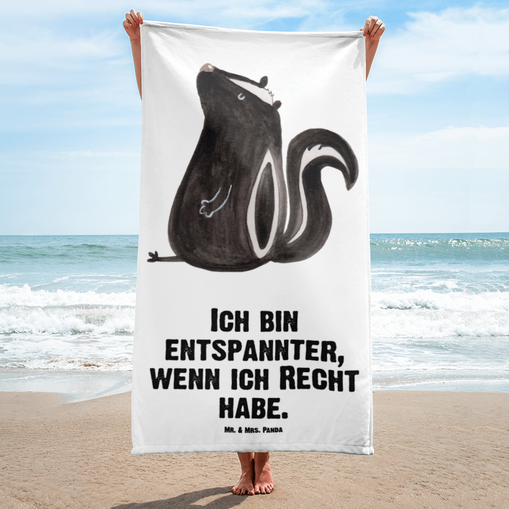 XL Badehandtuch Stinktier sitzend Handtuch, Badetuch, Duschtuch, Strandtuch, Saunatuch, Stinktier, Skunk, Wildtier, Raubtier, Stinker, Stinki, Spruch, Büro, Recht, Besserwisser