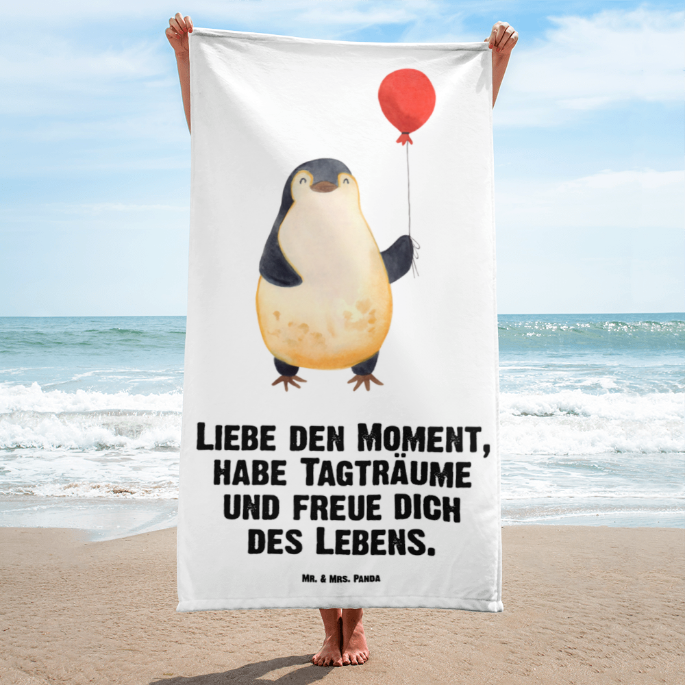 XL Badehandtuch Pinguin Luftballon Handtuch, Badetuch, Duschtuch, Strandtuch, Saunatuch, Pinguin, Pinguine, Luftballon, Tagträume, Lebenslust, Geschenk Freundin, Geschenkidee, beste Freundin, Motivation, Neustart, neues Leben, Liebe, Glück