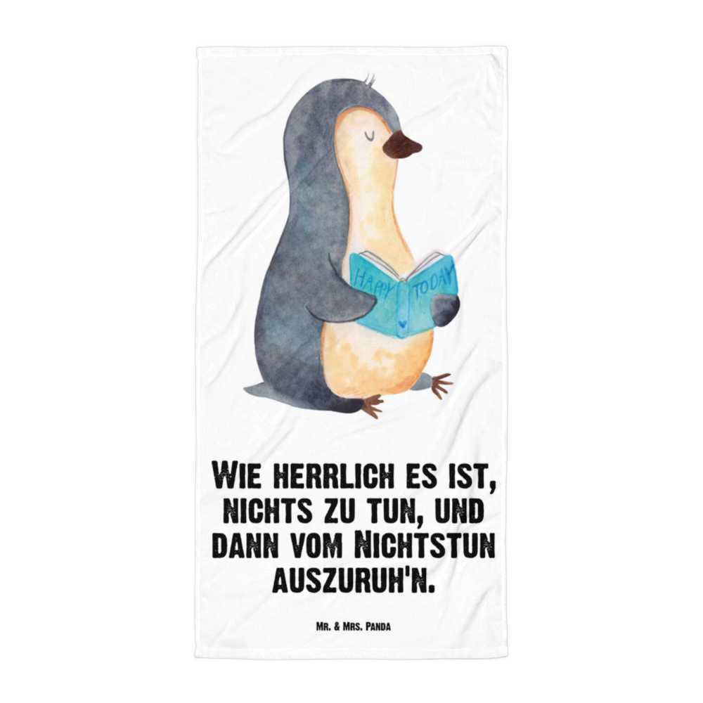 XL Badehandtuch Pinguin Buch Handtuch, Badetuch, Duschtuch, Strandtuch, Saunatuch, Pinguin, Pinguine, Buch, Lesen, Bücherwurm, Nichtstun, Faulenzen, Ferien, Urlaub, Freizeit