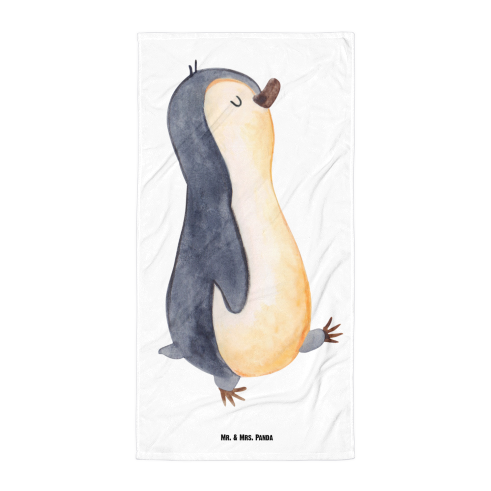 XL Badehandtuch Pinguin marschierend Handtuch, Badetuch, Duschtuch, Strandtuch, Saunatuch, Pinguin, Pinguine, Frühaufsteher, Langschläfer, Bruder, Schwester, Familie
