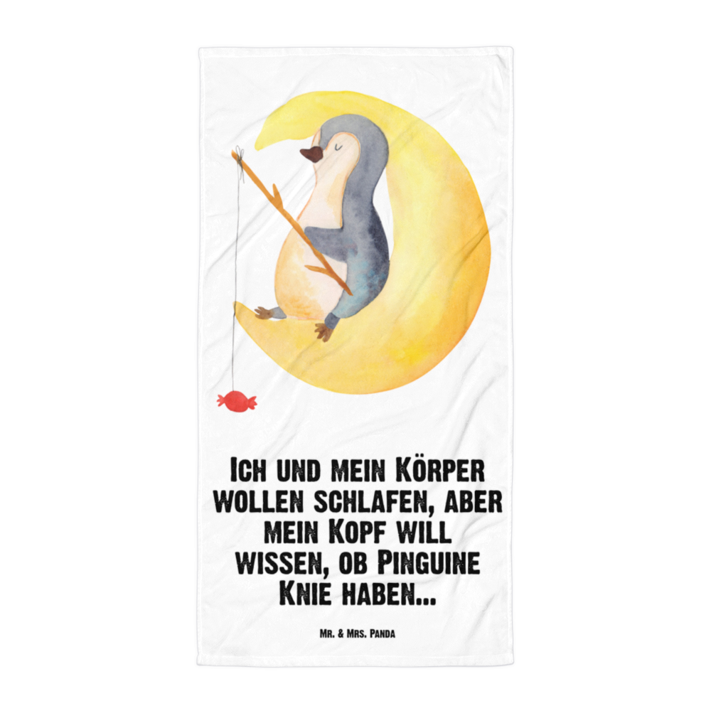 XL Badehandtuch Pinguin Mond Handtuch, Badetuch, Duschtuch, Strandtuch, Saunatuch, Pinguin, Pinguine, Spruch, schlafen, Nachtruhe, Einschlafen, Schlafzimmer, Schlafstörungen, Gästezimmer