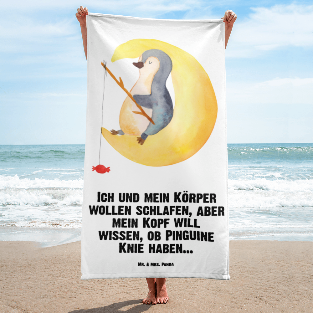 XL Badehandtuch Pinguin Mond Handtuch, Badetuch, Duschtuch, Strandtuch, Saunatuch, Pinguin, Pinguine, Spruch, schlafen, Nachtruhe, Einschlafen, Schlafzimmer, Schlafstörungen, Gästezimmer