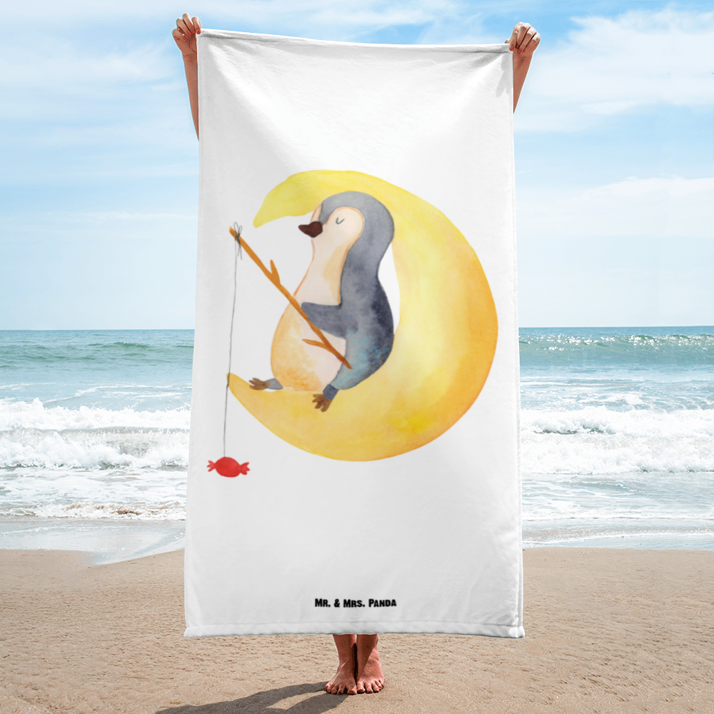 XL Badehandtuch Pinguin Mond Handtuch, Badetuch, Duschtuch, Strandtuch, Saunatuch, Pinguin, Pinguine, Spruch, schlafen, Nachtruhe, Einschlafen, Schlafzimmer, Schlafstörungen, Gästezimmer