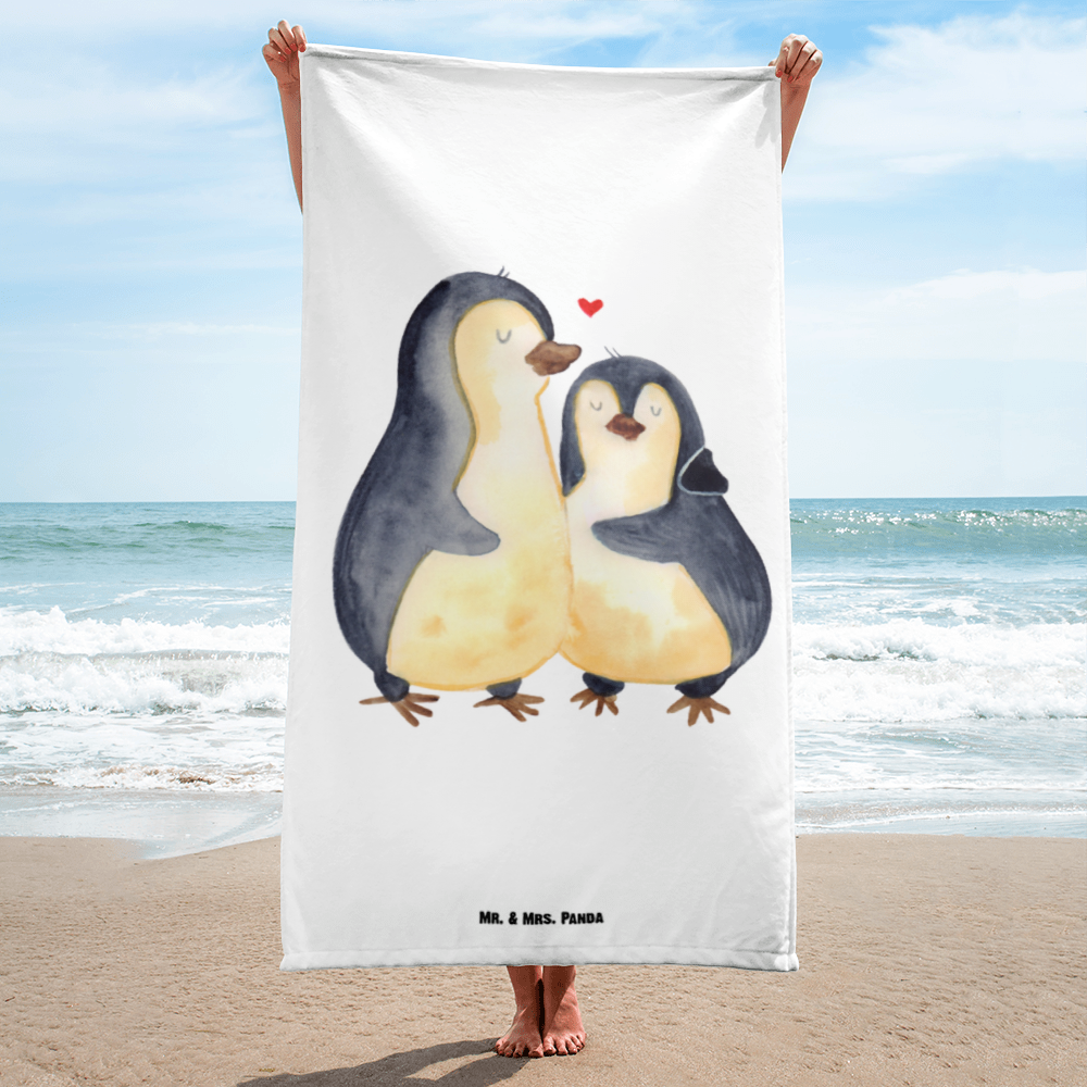 XL Badehandtuch Pinguin umarmend Handtuch, Badetuch, Duschtuch, Strandtuch, Saunatuch, Pinguin, Liebe, Liebespaar, Liebesbeweis, Liebesgeschenk, Verlobung, Jahrestag, Hochzeitstag, Hochzeit, Hochzeitsgeschenk