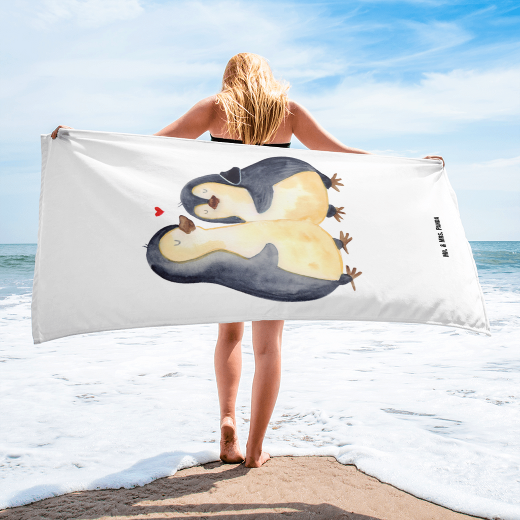 XL Badehandtuch Pinguin umarmend Handtuch, Badetuch, Duschtuch, Strandtuch, Saunatuch, Pinguin, Liebe, Liebespaar, Liebesbeweis, Liebesgeschenk, Verlobung, Jahrestag, Hochzeitstag, Hochzeit, Hochzeitsgeschenk