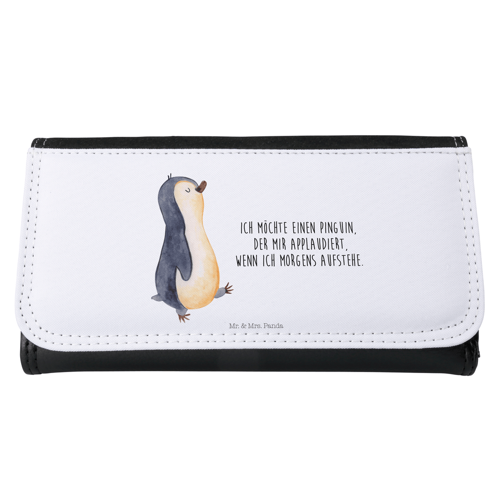 Damen Portemonnaie Pinguin marschierend Portemonnaie, Portemonee, Geldbörse, Damen, Groß, XXL, Geldbeutel, Portemonnaies, Pinguin, Pinguine, Frühaufsteher, Langschläfer, Bruder, Schwester, Familie