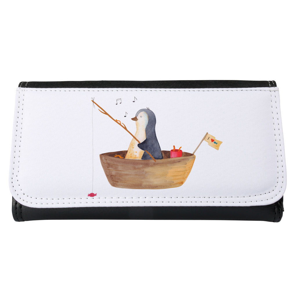 Damen Portemonnaie Pinguin Angelboot Portemonnaie, Portemonee, Geldbörse, Damen, Groß, XXL, Geldbeutel, Portemonnaies, Pinguin, Pinguine, Angeln, Boot, Angelboot, Lebenslust, Leben, genießen, Motivation, Neustart, Neuanfang, Trennung, Scheidung, Geschenkidee Liebeskummer