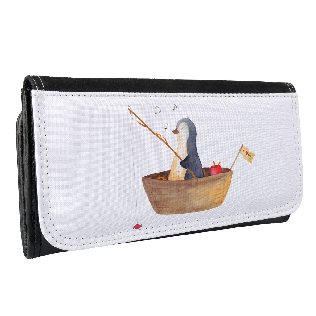 Damen Portemonnaie Pinguin Angelboot Portemonnaie, Portemonee, Geldbörse, Damen, Groß, XXL, Geldbeutel, Portemonnaies, Pinguin, Pinguine, Angeln, Boot, Angelboot, Lebenslust, Leben, genießen, Motivation, Neustart, Neuanfang, Trennung, Scheidung, Geschenkidee Liebeskummer