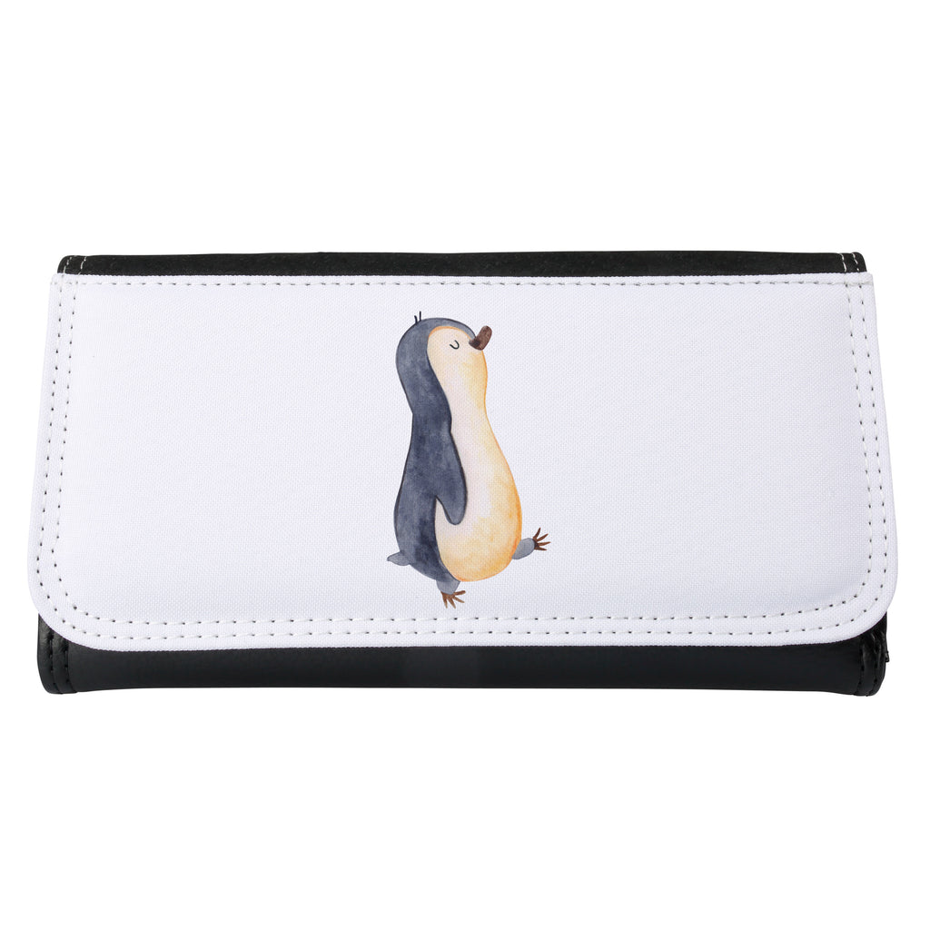 Damen Portemonnaie Pinguin marschierend Portemonnaie, Portemonee, Geldbörse, Damen, Groß, XXL, Geldbeutel, Portemonnaies, Pinguin, Pinguine, Frühaufsteher, Langschläfer, Bruder, Schwester, Familie