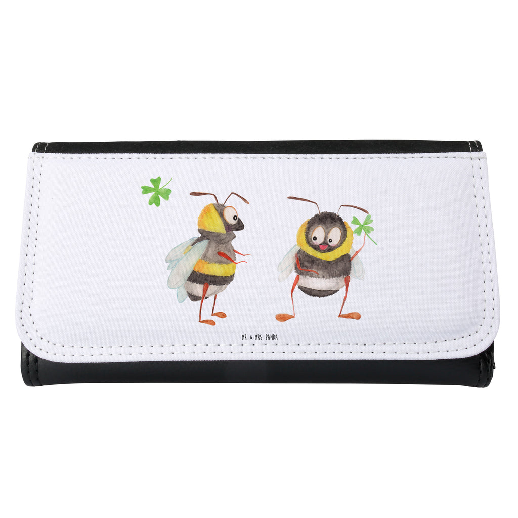 Damen Portemonnaie Hummeln mit Kleeblatt Portemonnaie, Portemonee, Geldbörse, Damen, Groß, XXL, Geldbeutel, Portemonnaies, Tiermotive, Gute Laune, lustige Sprüche, Tiere, Hummel, Biene, Spruch positiv, Biene Deko, Spruch schön, glücklich sein, glücklich werden, Spruch fröhlich